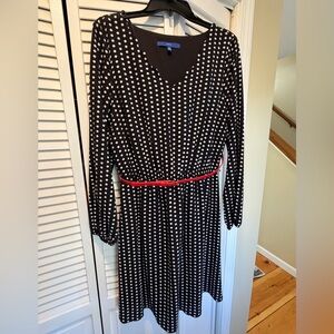Apt. 9 Black and White Polka Dot Dress with Red Accent